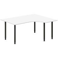 Office skrivebord h&oslash;jrevendt 160x120cm hvid med sort stel