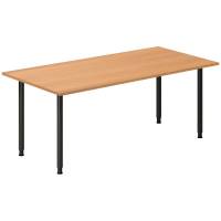 Office skrivebord 180x80cm bøg laminat med sort stel