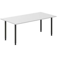 Office skrivebord 180x80cm lys gr&aring; laminat med sort stel