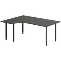 Office skrivebord venstrevendt 180x120cm antracit med sort stel