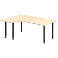 Office skrivebord venstrevendt 180x120cm birk med sort stel