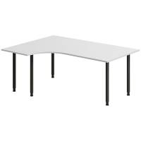 Office skrivebord venstrevendt 180x120cm lys gr&aring; med sort stel