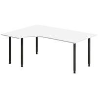 Office skrivebord venstrevendt 180x120cm hvid med sort stel