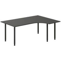 Office skrivebord h&oslash;jrevendt 180x120cm antracit med sort stel