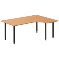 Office skrivebord højrevendt 180x120cm bøg med sort stel