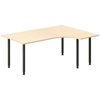 Office skrivebord højrevendt 180x120cm birk med sort stel