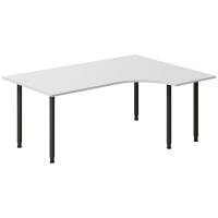 Office skrivebord højrevendt 180x120cm lys grå med sort stel