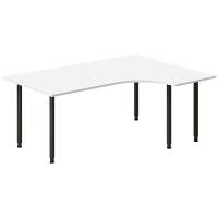 Office skrivebord h&oslash;jrevendt 180x120cm hvid med sort stel