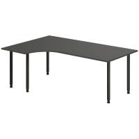 Office skrivebord venstrevendt 200x120cm antracit med sort stel