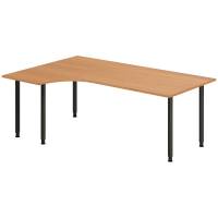 Office skrivebord venstrevendt 200x120cm bøg med sort stel