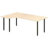 Office skrivebord venstrevendt 200x120cm birk med sort stel