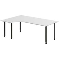 Office skrivebord venstrevendt 200x120cm lys gr&aring; med sort stel