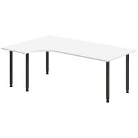Office skrivebord venstrevendt 200x120cm hvid med sort stel