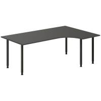 Office skrivebord h&oslash;jrevendt 200x120cm antracit med sort stel