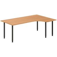 Office skrivebord højrevendt 200x120cm bøg med sort stel