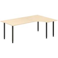 Office skrivebord h&oslash;jrevendt 200x120cm birk med sort stel
