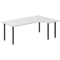 Office skrivebord højrevendt 200x120cm lys grå med sort stel