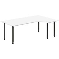 Office skrivebord h&oslash;jrevendt 200x120cm hvid med sort stel