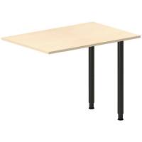 Office skrivebord tilbygning 100x60cm i birk med sort stel