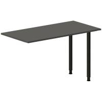 Office skrivebord tilbygning 120x60cm i antracit med sort stel