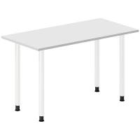 Office skrivebord 120x60cm lys gr&aring; laminat med hvidt stel