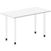 Office skrivebord 120x60cm hvid laminat med hvidt stel