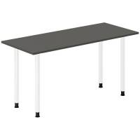 Office skrivebord 140x60cm antracit laminat med hvidt stel