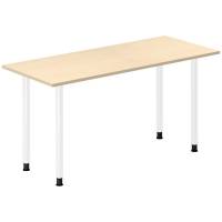 Office skrivebord 140x60cm birk laminat med hvidt stel