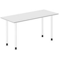 Office skrivebord 140x60cm lys gr&aring; laminat med hvidt stel