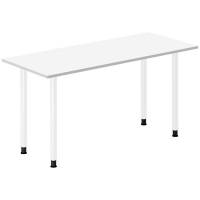 Office skrivebord 140x60cm hvid laminat med hvidt stel