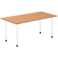 Office skrivebord 160x80cm bøg laminat med hvidt stel