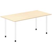 Office skrivebord 160x80cm birk laminat med hvidt stel