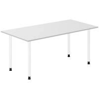 Office skrivebord 160x80cm lys gr&aring; laminat med hvidt stel