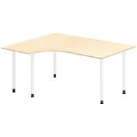 Office skrivebord venstrevendt 160x120cm birk med hvidt stel