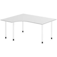 Office skrivebord venstrevendt 160x120cm lys gr&aring; med hvidt stel