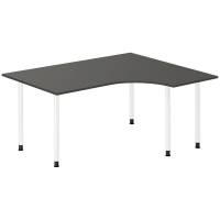 Office skrivebord h&oslash;jrevendt 160x120cm antracit med hvidt stel