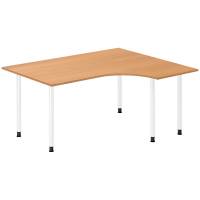 Office skrivebord højrevendt 160x120cm bøg med hvidt stel 