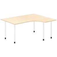 Office skrivebord højrevendt 160x120cm birk med hvidt stel