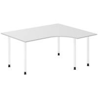 Office skrivebord h&oslash;jrevendt 160x120cm lys gr&aring; med hvidt stel