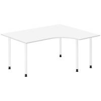 Office skrivebord h&oslash;jrevendt 160x120cm hvid med hvidt stel