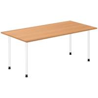 Office skrivebord 180x80cm bøg laminat med hvidt stel