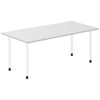 Office skrivebord 180x80cm lys gr&aring; laminat med hvidt stel