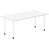 Office skrivebord 180x80cm hvid laminat med hvidt stel