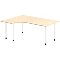 Office skrivebord venstrevendt 180x120cm birk med hvidt stel 