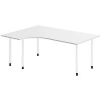 Office skrivebord venstrevendt 180x120cm lys gr&aring; med hvidt stel