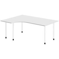 Office skrivebord venstrevendt 180x120cm hvid med hvidt stel