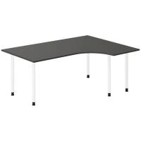 Office skrivebord h&oslash;jrevendt 180x120cm antracit med hvidt stel