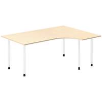 Office skrivebord højrevendt 180x120cm birk med hvidt stel