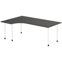 Office skrivebord venstrevendt 200x120cm antracit med hvidt stel