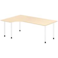 Office skrivebord venstrevendt 200x120cm birk med hvidt stel